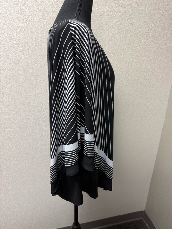 Allison Daley 3X Black White Striped Poncho Blouse Flowy Cape Top Chic - Picture 6 of 11